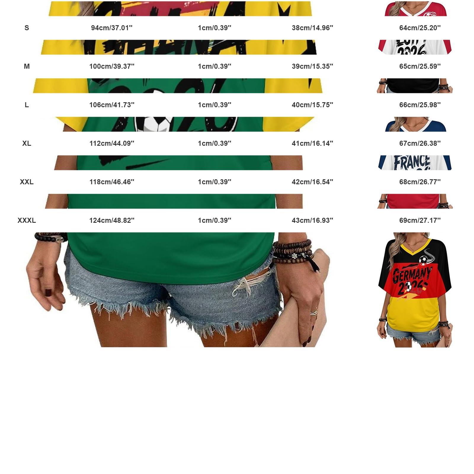 Maillot Equipe de France Foot 2026 Tee Shirt Femme - Été Supporter Football T-Shirt Musique Mode Streetwear Impression pour Les Fans de Sport