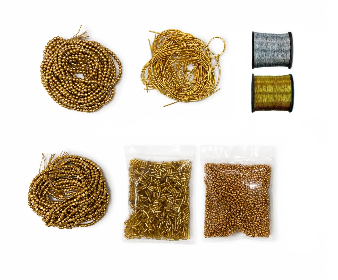 vahvaa Aari Work Hand Embroidery Materials Kit with Gold and Silver Zari Threads-image-27