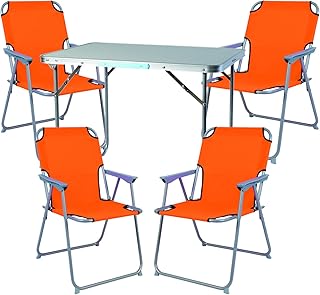 Mojawo - Juego de muebles de camping (5 piezas, aluminio, 70 x 50 x 59 cm), color naranja