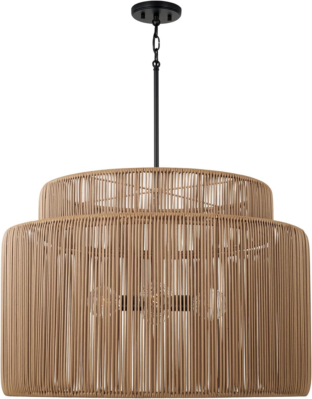 Capital Lighting 956341SK Jasper Transitional Indoor/Outdoor Large Pendant, 4-Light 400 Total Watts, 20" H x 29" W, Sienna and Black