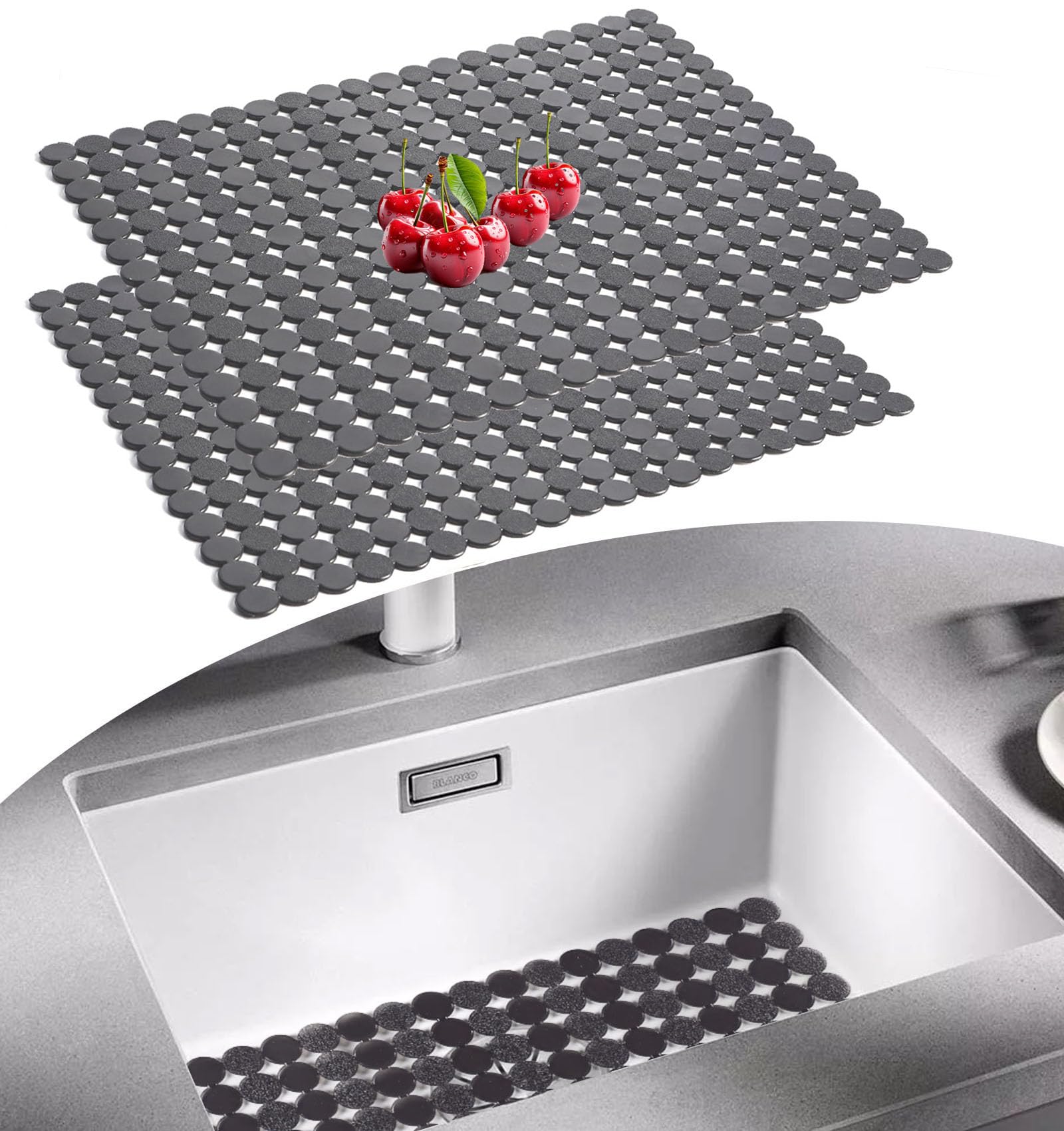 Tappetini Lavello In PVC Antiscivolo - 2 Pezzi 30x40cm Per Protezione Ceramica/Acciaio