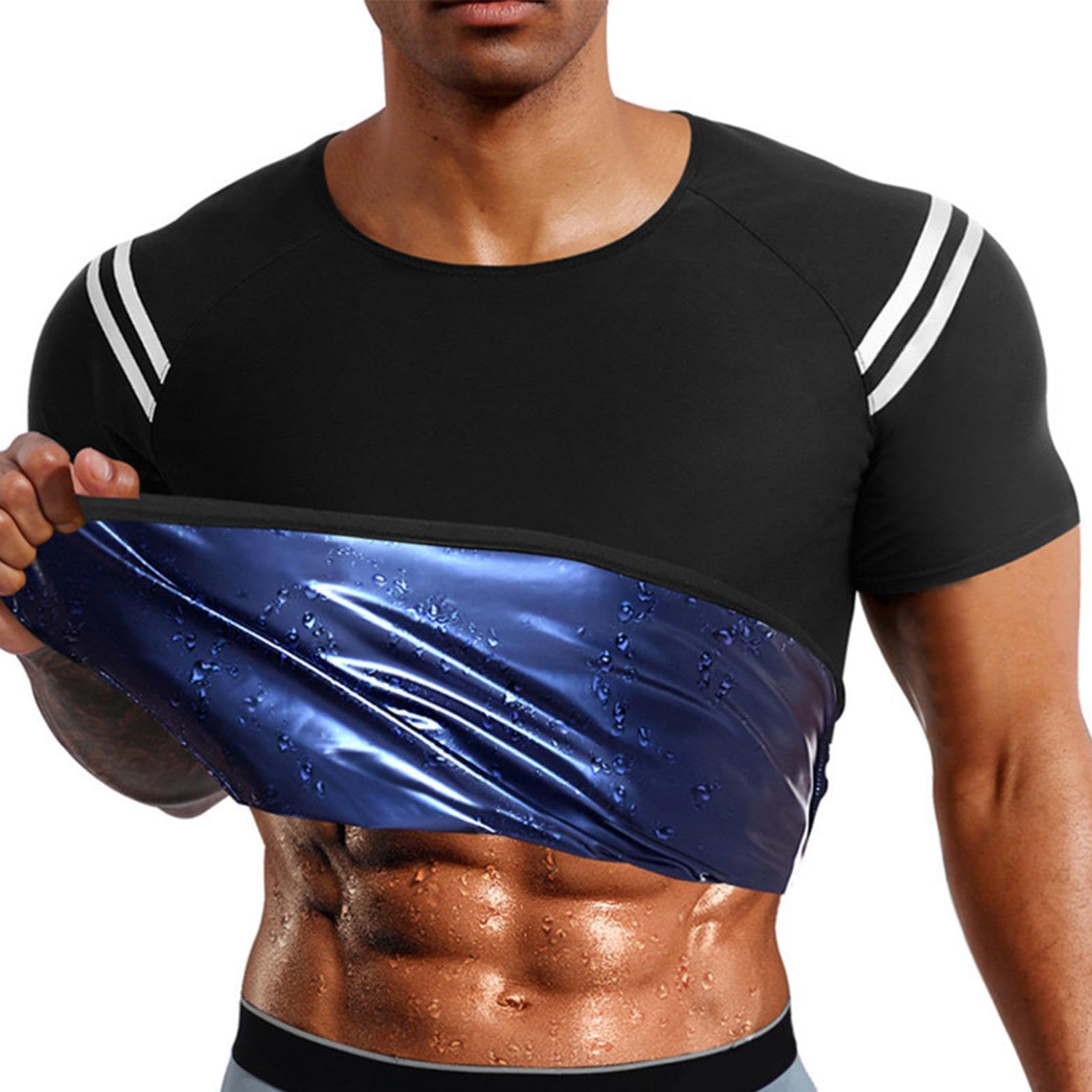 Men Sauna T Shirts Sweat Sauna Suit Body Shaper Sweat Vest Workout Tank Top Heat Trapping Tank Tops Waist Trainer Slimming Weight Loss Workout Suit Neoprene Training Jackets Clothes Exercise Fitness