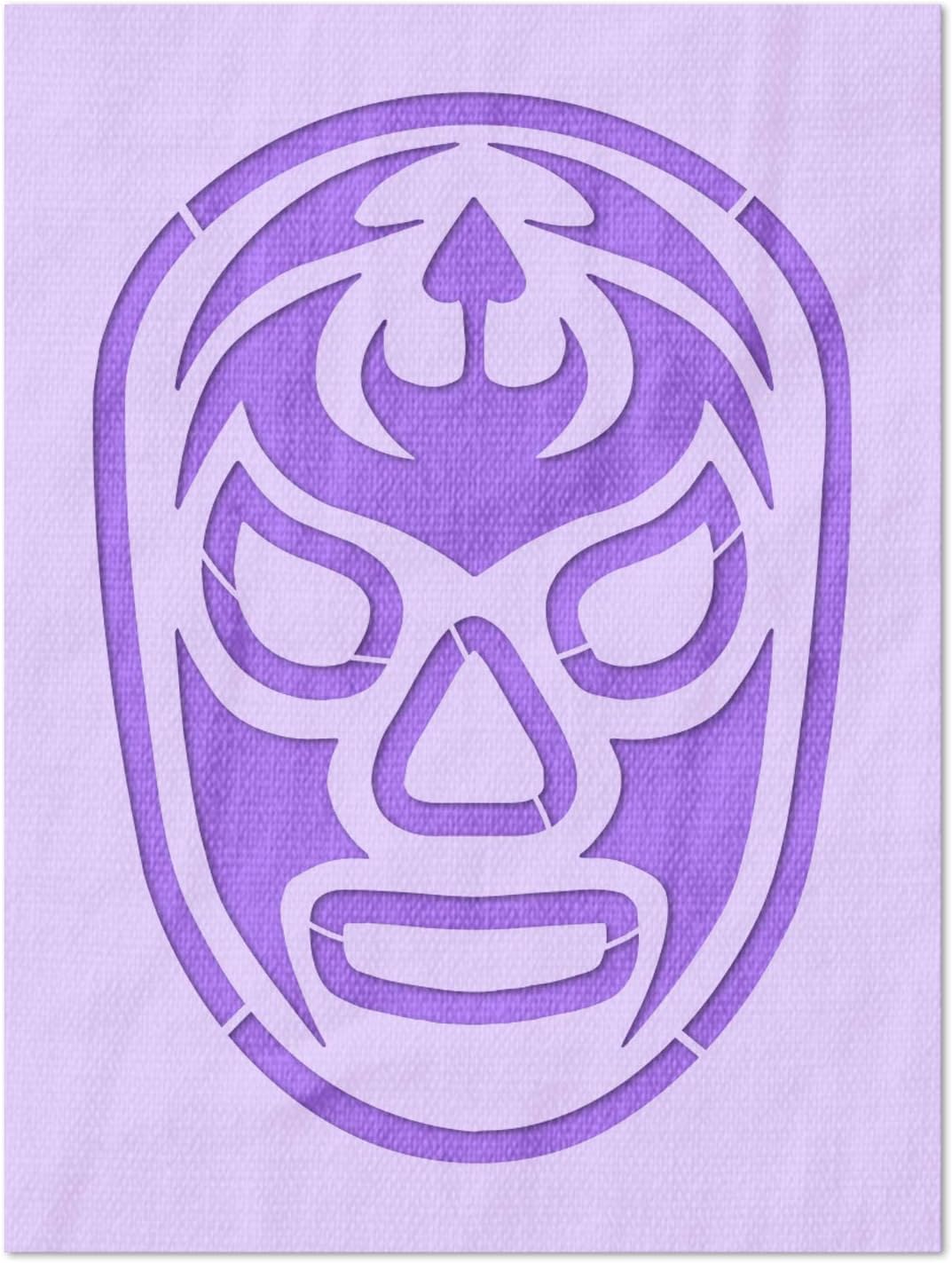 Stencil Stop Luchador Mask Stencil - Reusable for DIY Projects, Painting, Drawing, Crafts - 14 Mil Mylar Plastic (17 x 24 inches)