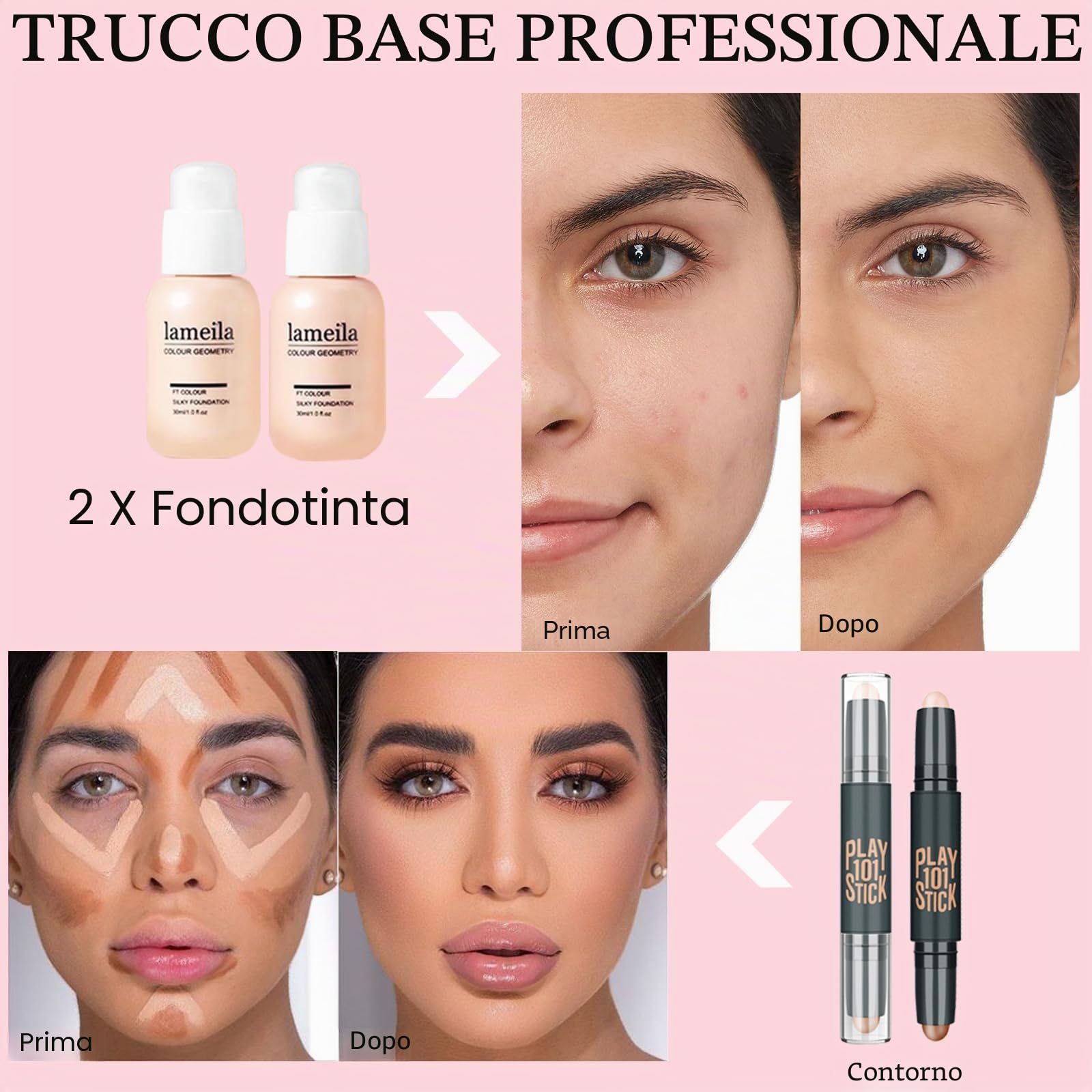 Set Trucchi Donna, Ruicen Trousse Trucchi Donna per Donne e Adolescenti, Kit Trucco Make Up Completo Con Portatile Travel Bag Make Up Palette e Altri Accessori, Set Trucchi Ideale per Principianti