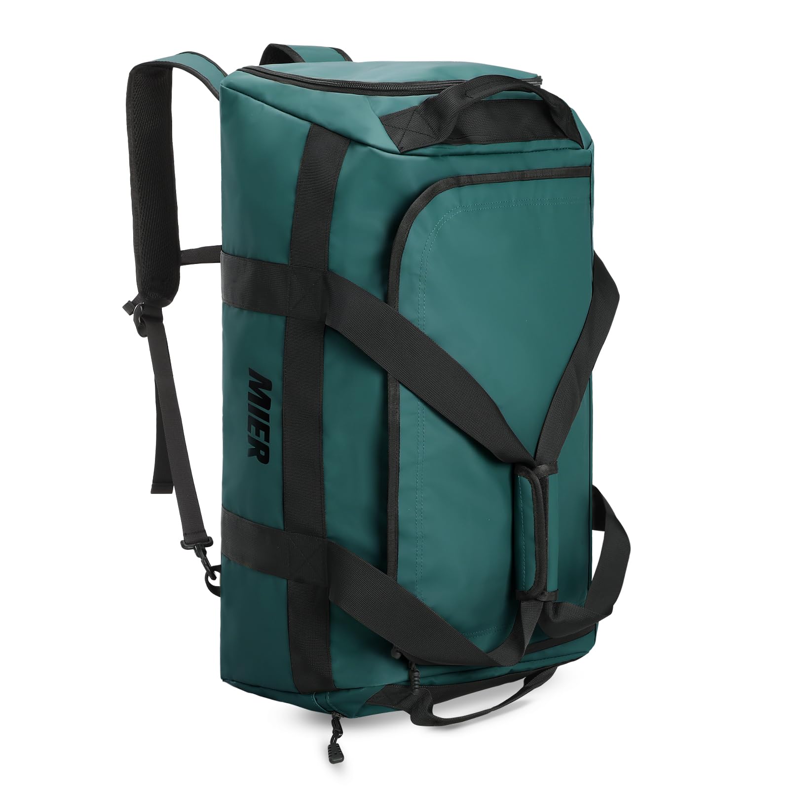 MIER Sporttasche für Herren, großer Seesack mit Schuhfach, 60 l, wandelbare Reisetasche, Wochenendtasche, Übernachtungstasche, für Fitnessstudio, Sport, Reisen, Dunkles Türkis, Casual