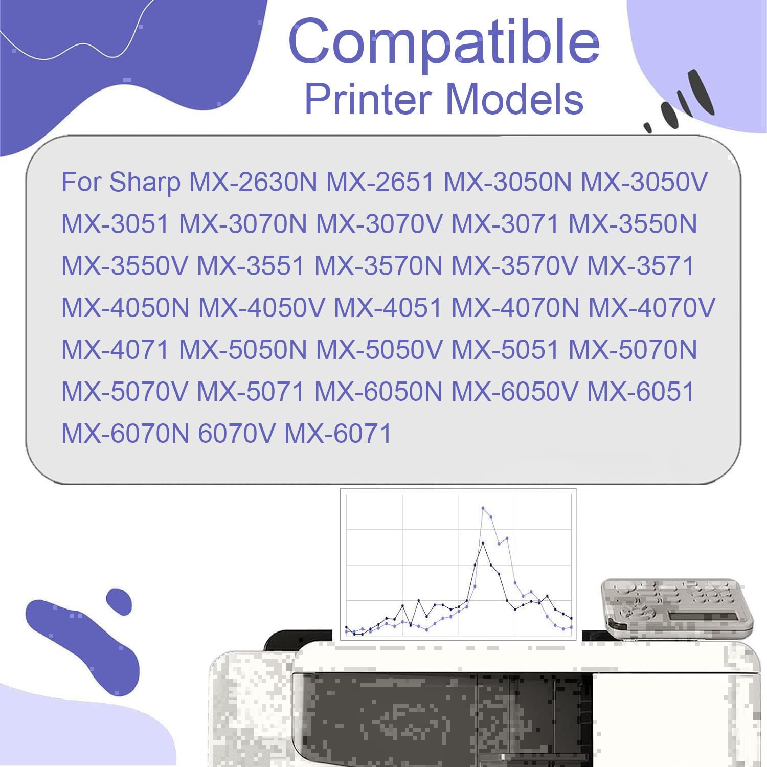 Bac de récupération de Toner usagé MX601HB Haute capacité, Compatible avec Les imprimantes Sharp MX-2651, MX-3051, MX-3071, MX-3551, MX-3571 et MX-5071 (avec Puce).,MX601HB-1Set