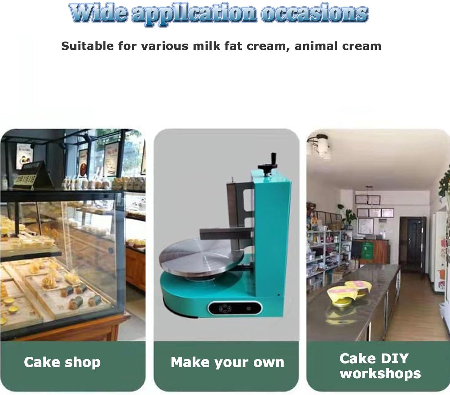 Birthday Cake Smoothing Coating Machine 4-12Inches Automatic Baking Birthday Cake Tools Cakes Plastering Cream Coating Filling Machine (Green)