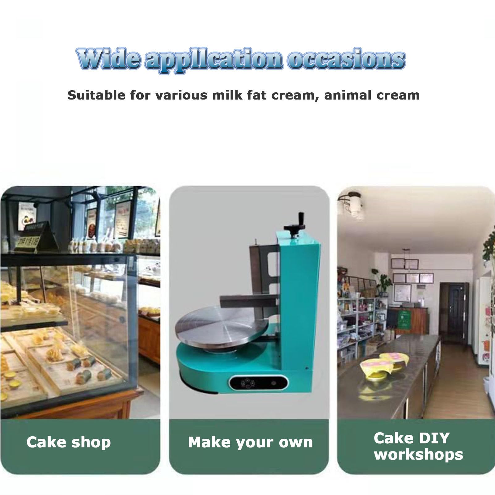 Kuchencreme-Streu-Maschine, Kuchencreme, Verziermaschine, automatische Kuchenputzmaschine, 10,2–30,5 cm, Kuchen, 304 Edelstahl, Backen, Geburtstag (grün)