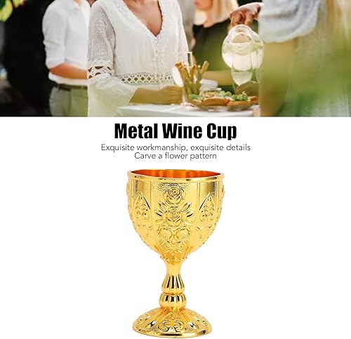 Miniatura 3 de 2 copas de cáliz medieval vintage, copa de cáliz vintage dorada de 4.1 x 2.5 pulgadas, diseño de flores vintage, copa de vino de metal para