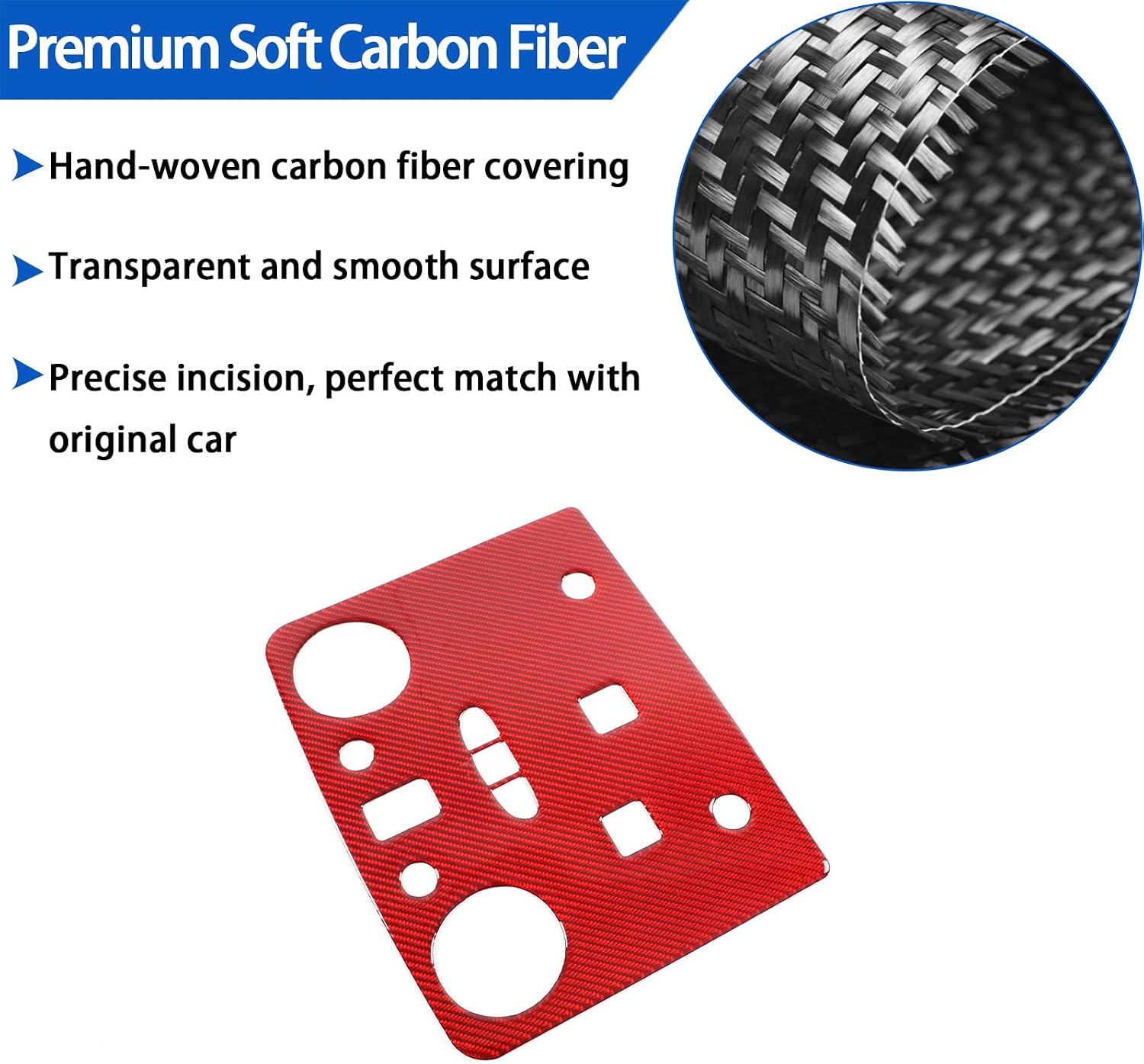 Soft Carbon Fiber Top Reading Light Cover Fit for Hummer H2 2003-2007, Roof Reading Light Trim Sticker, Auto Inner Front Reading Light Frame Decoration (Red)