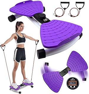 Waist Twister Ab Machine, 330 lbs Capacity, Noiseless Anti-Slip Twist Board with Resistance Bands, Adjustable Tension Knob & Foot Massage, Digital Display Tracks Time, Reps & Calories, Home Core Trainer for Men & Women