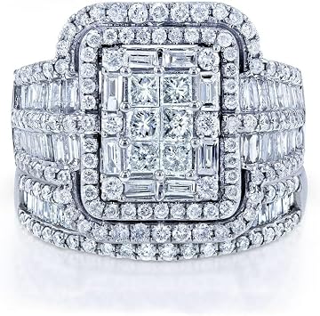 925 Sterling Silver Luxury Exaggerated Womens Full Diamond Cubic Zirconia Promise Ring CZ Diamond Multi Row Ring Eternal Engagement Wedding Jewelry-Making-Patterns