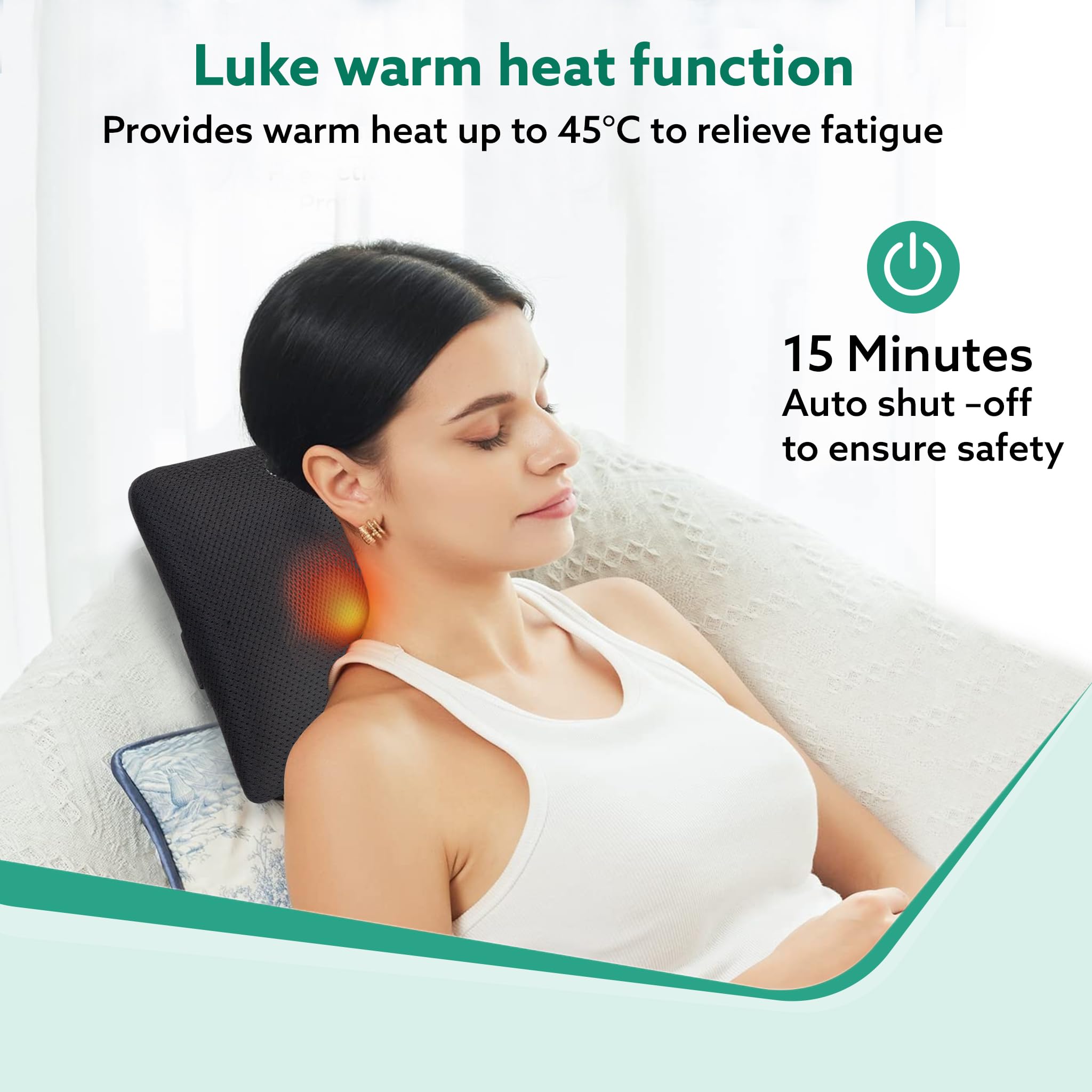 AGARO Deluxe Shiatsu Neck & back cushion Massager with 4 Rollers & Lukewarm Heat, Corded Electric for Body Massage, for Neck, Back, Shoulders, Waist, Legs, Foot, Relieves Fatigue and Muscle Pain - Image 3 thumbnail