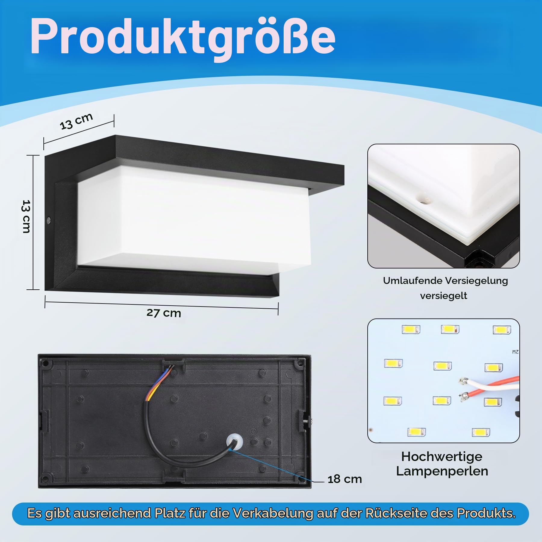 CHENBEN Außenlampe Wand IP65 18W 3000K/4000K/6500K Außenleuchte, 2 Stück