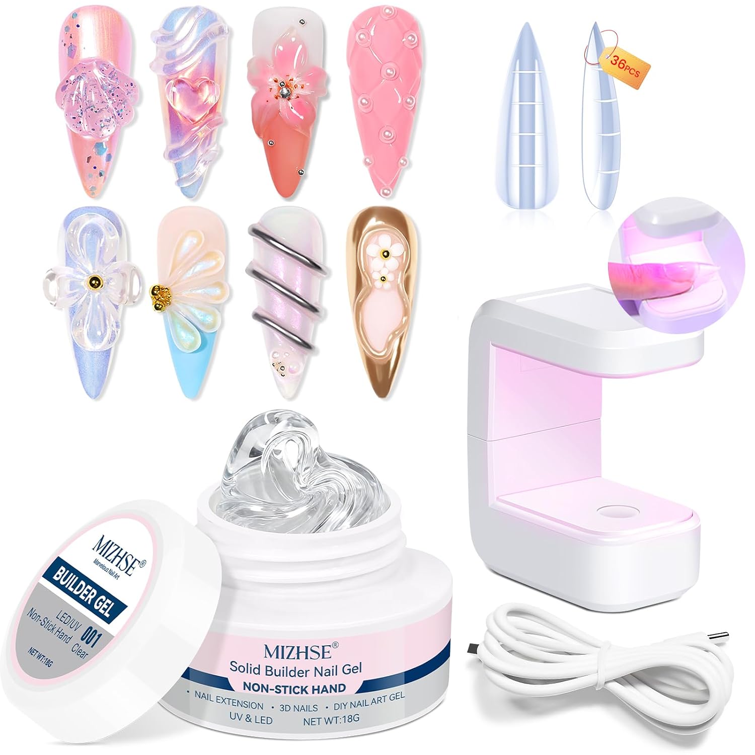 MIZHSE Solid Builder Gel - Clear Hard Gel for Nail Art
