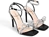Sandalias de cristal con doble lazo para mujer, tacones slingback transparentes, punta cuadrada, para fiesta/boda DREAM PAIRS 4