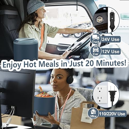 Miniatura 2 de Lonchera eléctrica de 41 onzas, calentador de alimentos  Contenedor de almuerzo portátil a prueba de fugas de 100 W para oficina, automóvil, camión,