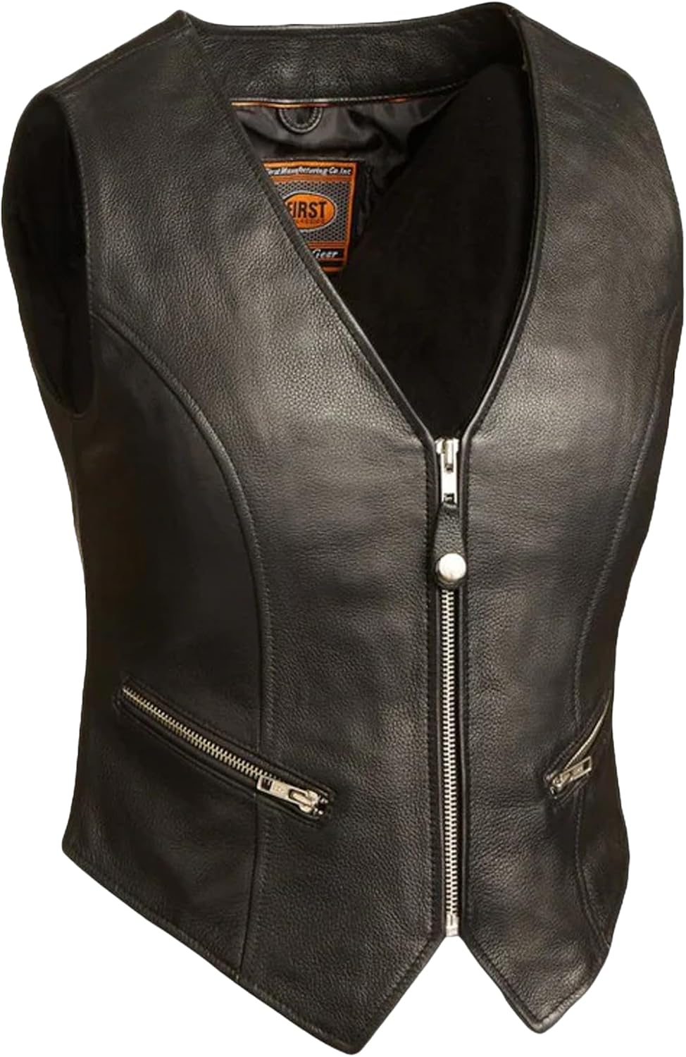 First Mfg Co – Montana – Women’s Motorcycle Biker Riding Black Leather Vest First Mfg Co – Montana – Women’s Motorcycle Biker Riding Black Leather Vest