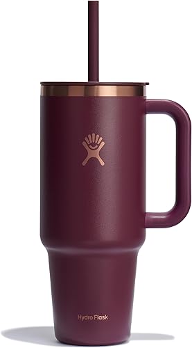 Miniatura 16 de Hydro Flask Vaso de viaje de 40 onzas con asa, tapa y pajita, acero inoxidable aislado en 40 onzas, arena Abeto,Ponche