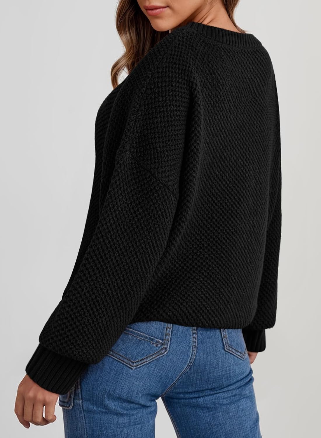 Dokotoo Womens Sweaters Crewneck Ribbed Knit Waffle Pullover Sweaters 2025 Fall Winter Fashion Clothes - Image 2