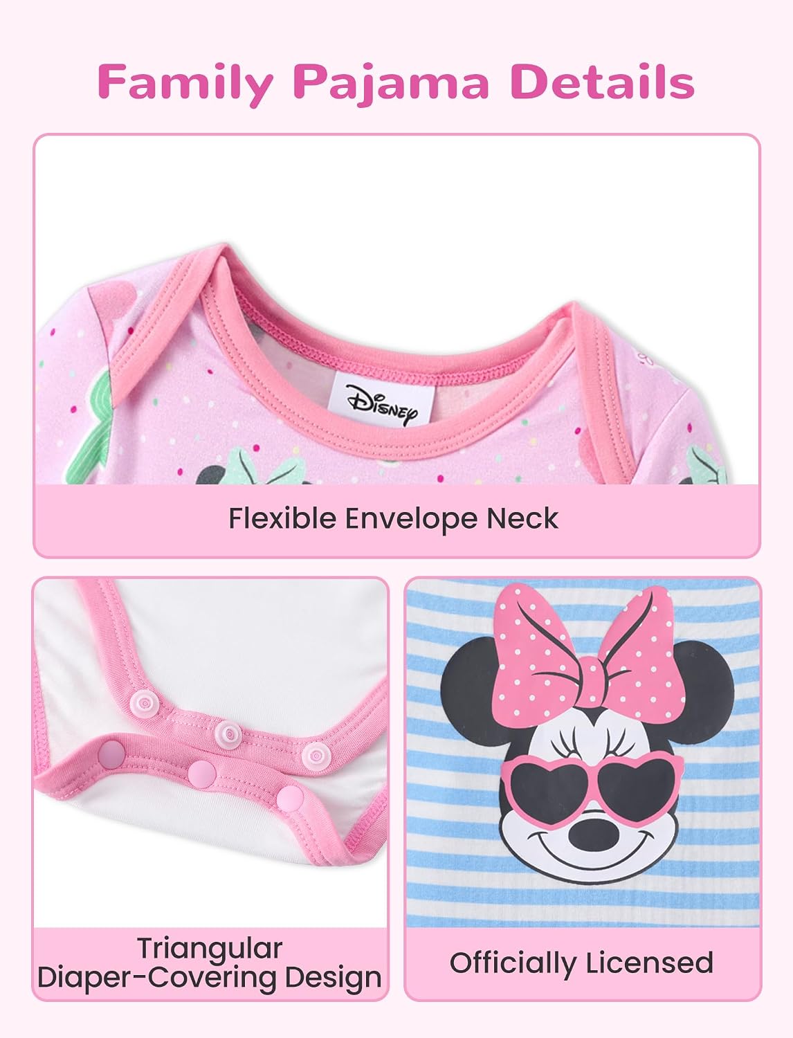 Disney Stitch Princess Marvel 3 Packs Baby Viscose Made from Bamboo Button down Bodysuit for Newborn Infant