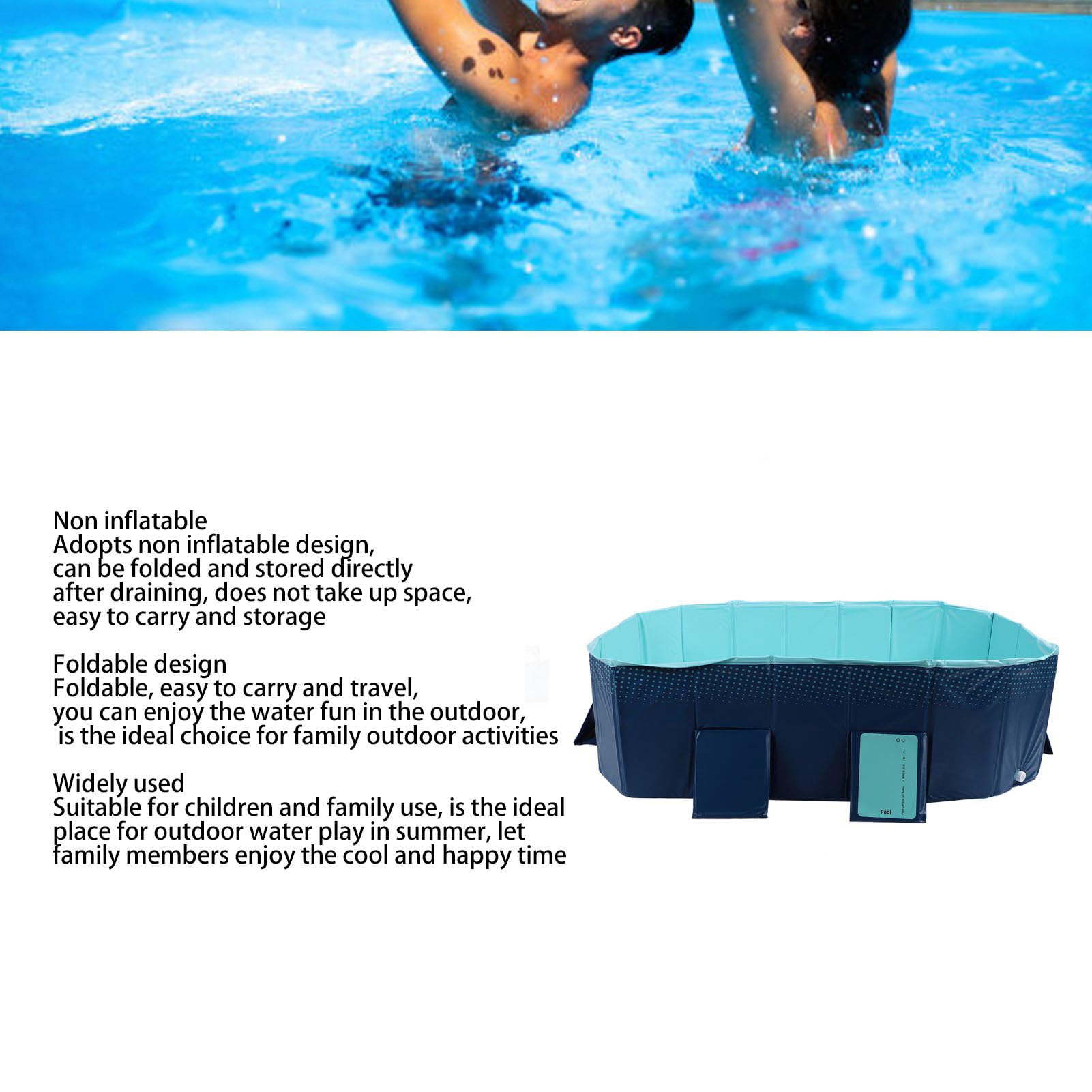 Piscina per Cani Pieghevole, Piscine per Cani Non Gonfiabili Resistenti all'Usura Ispessita, Vasca da Bagno Pieghevole con Pareti Laterali Rinforzate per Bambini Famiglia Attività
