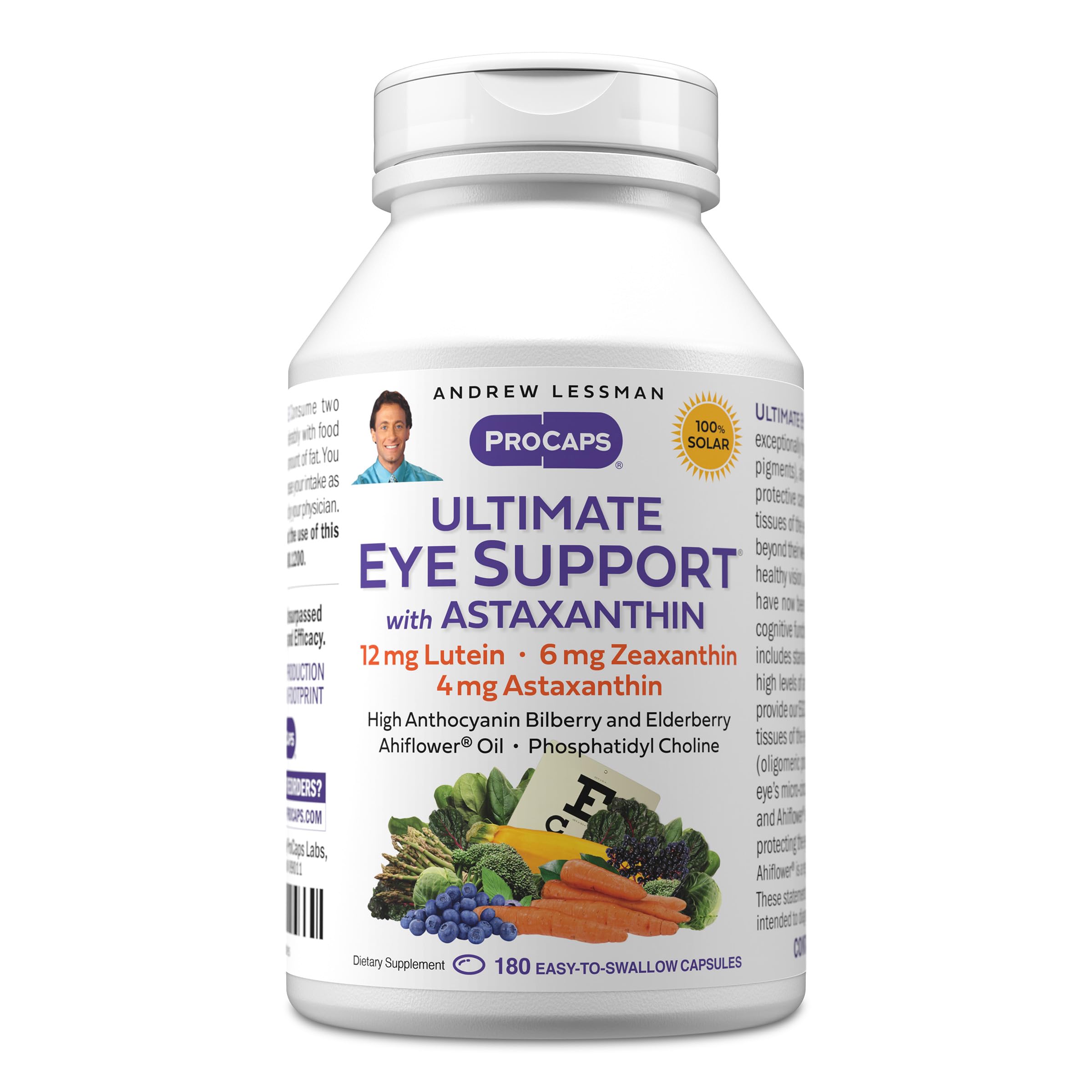 Ultimate Eye Support with Astaxanthin 180 Softgels – 12mg Lutein, 6mg Zeaxanthin, 4mg Astaxanthin, Bilberry, Key Nutrients to Support Eye Health & Promote Healthy Vision. No Additives