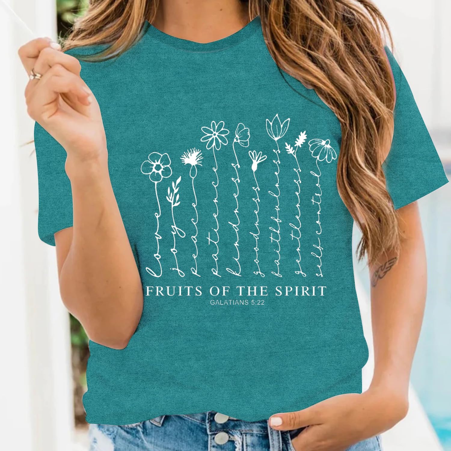 LBP Christian T-Shirts for Women Faith-Based Tee Top Fruit of The Spirit Shirt - Image 2