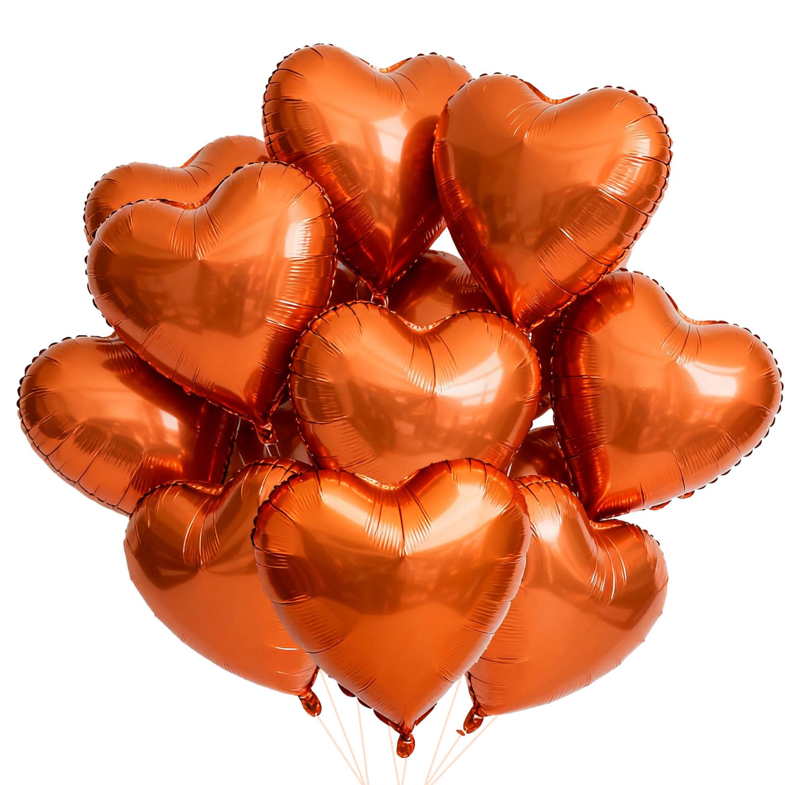 Photo 1 of 18 Inch Orange Heart Balloons, 12 Pcs Heart Foil Mylar Balloons, Orange Birthday Decoration, Love Balloons Valentine Balloons for Birthday Party Wedding Baby Shower Valentines Day Decorations