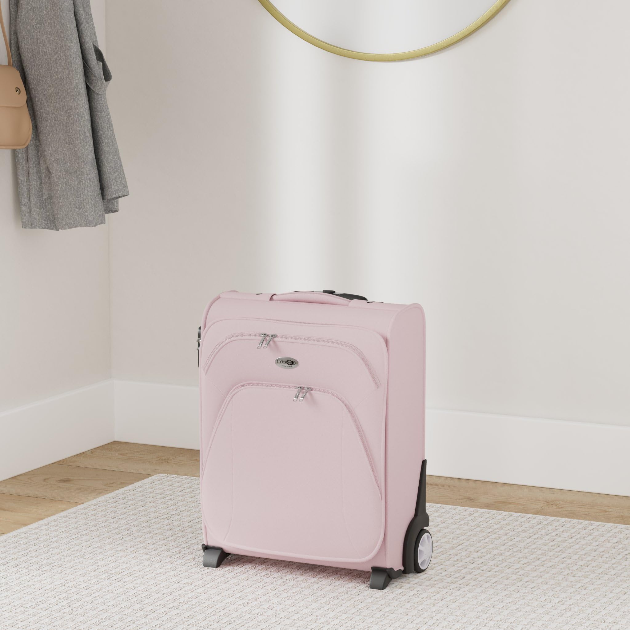 CABIN 5620 Valigia Trolley morbido, bagaglio a mano 55x40x20 con 2 ruote Grandi e Chiusura a combinazione, grande valigia spaziosa e resistente