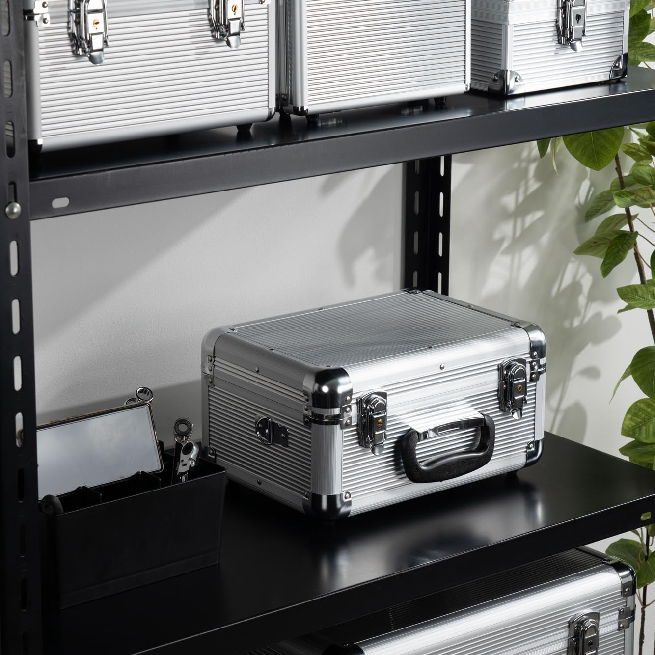 アルミニウム製収納ケース黒3個セット ブック型ケース 黒 123×148×