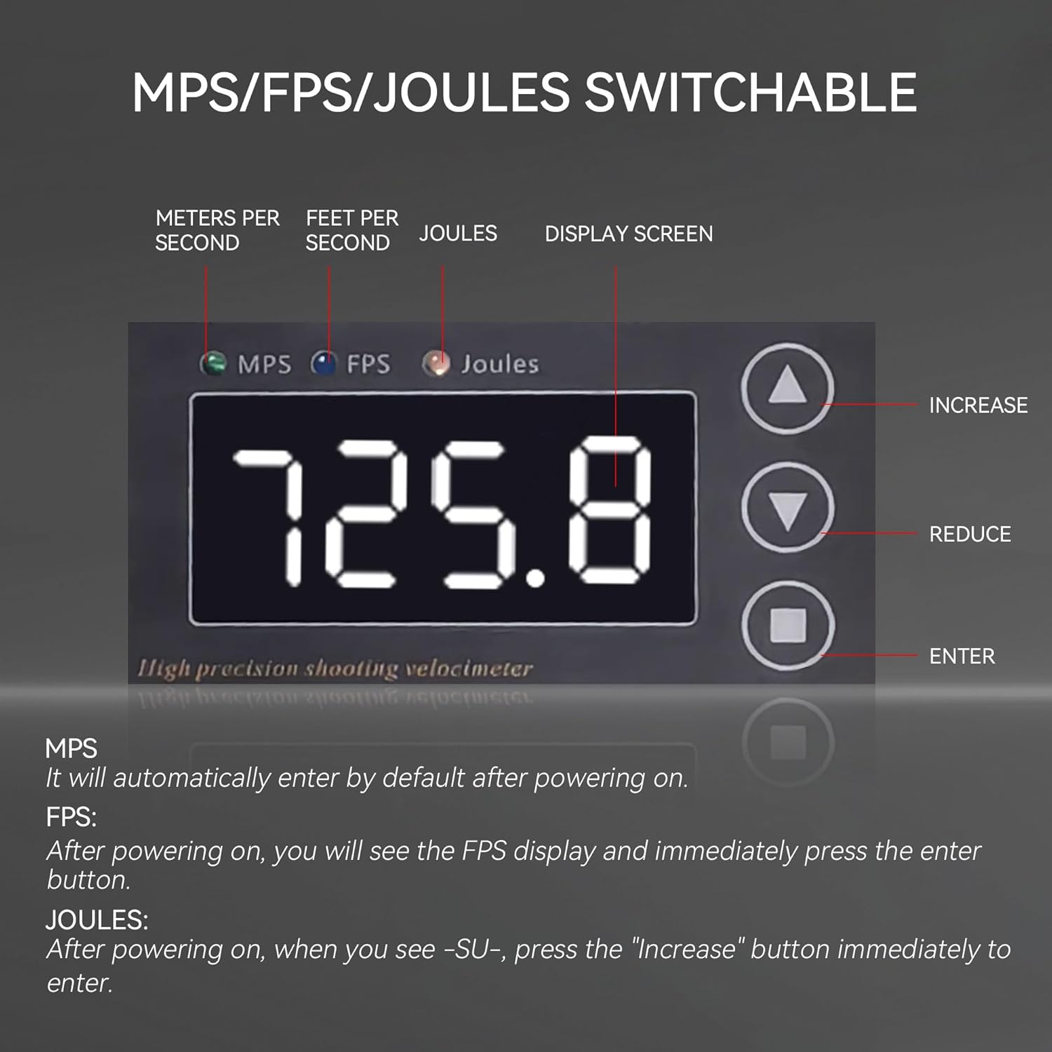Ballistic Chronograph for Rifle Shooting: Precision Speed Tester with FPS MPS Readings LCD Screens for Archery Arrow Bow