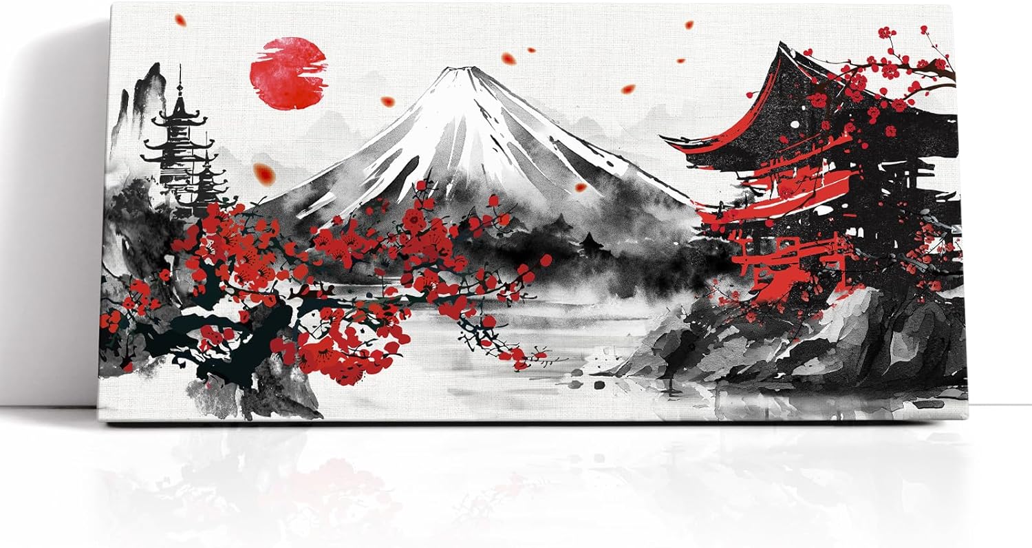 Amazon.com: Japanese Ink Painting Wall Art Ink Churei Pagoda And Mount ...