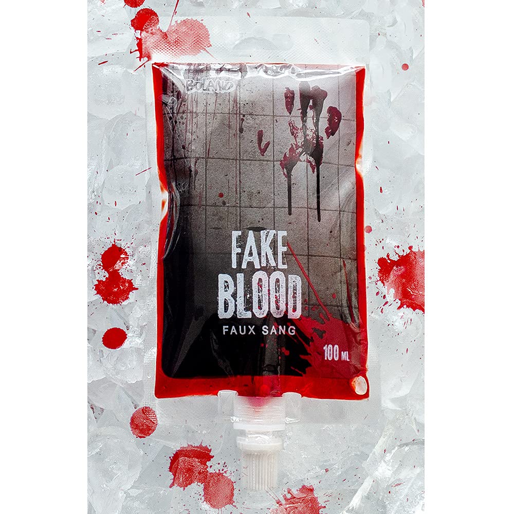 Boland 45159 - krew teatralna w woreczku, zawartość 100 ml, rozpuszczalna w wodzie, sztuczna krew, fakeblood, rany, obrażenia, makijaż, Halloween, karnawał, impreza tematyczna, teatr, scena