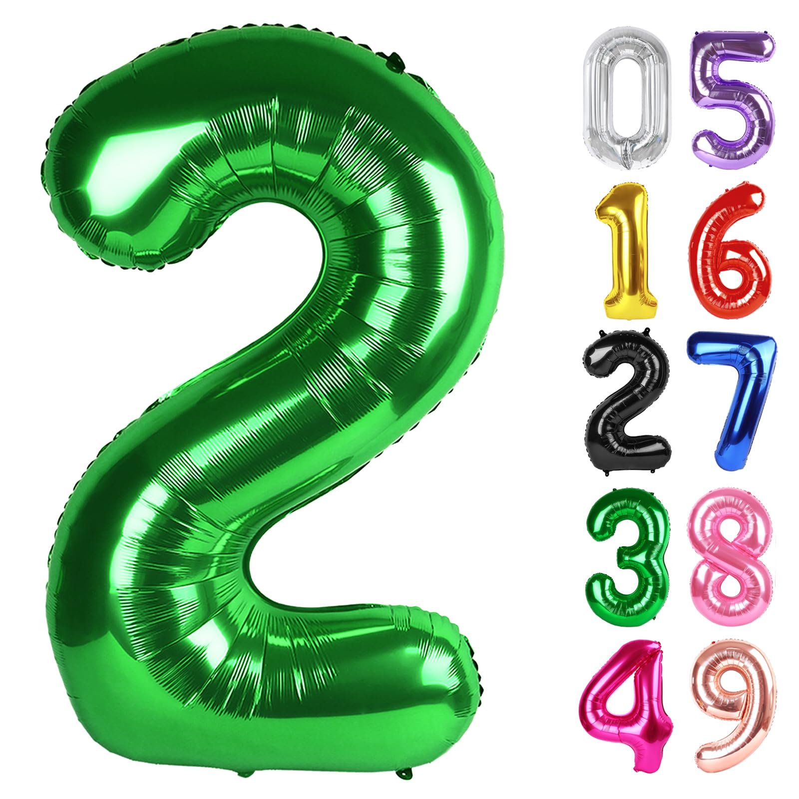 Green Number 2 Balloon 40 Inch, 2nd Birthday Party Decorations Men Women