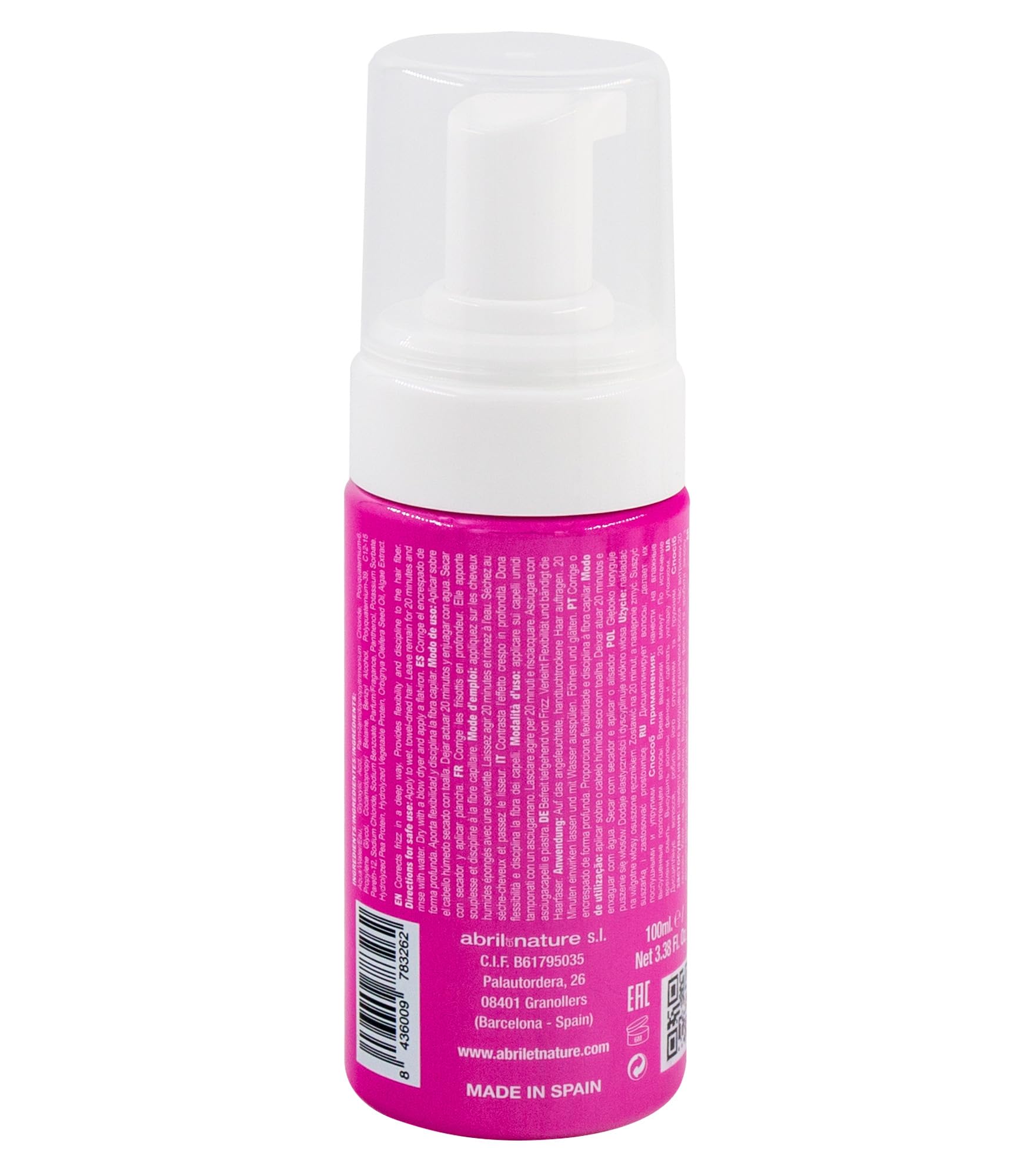 abril et nature - Mousse Capilar Nature Frizz - Efecto Alisador Intensivo - Para Cabellos Encrespados - Espuma Anti-Frizz - Larga Duración 30 días - Resultado Inmediato Facilita el Peinado - 100 ml