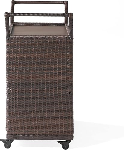 Miniatura 9 de Christopher Knight Home Azriel - Carrito de bar de mimbre para interiores, color marrón