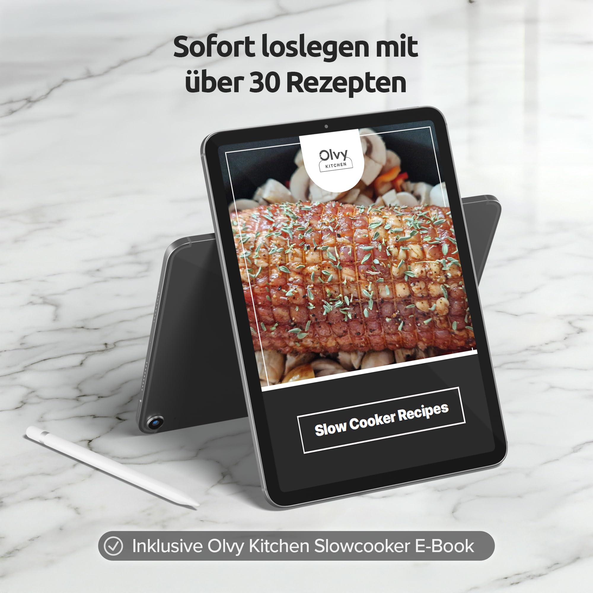 Olvy Slow Cooker 6L PRO Digital Schongarer mit Timer Warmhaltefunktion Auftaufunktion 24h Timer 3 Stufen Familie Meal Prep