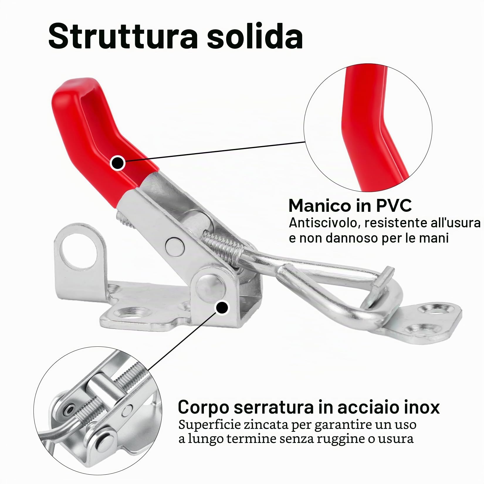 Chiusura a Leva Regolabile, 6 Pz Morsetti a Ginocchiera Chiavistello Regolabili, Morsetto in Metallo, Bloccaggio Chiusura a Ginocchiera a Tensione, Ganci a Blocco Leva per Scatole Armadio(100 kg)