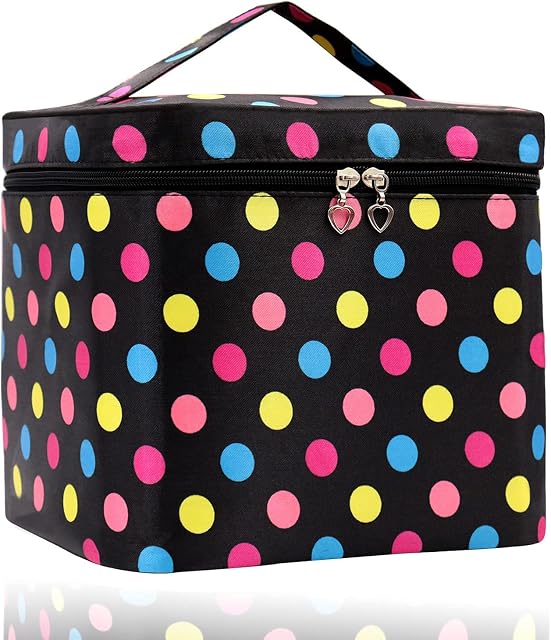 Large Make Up Bag,Make Up Case Large Travel Cosmetic Bags Makeup Bag with Brush Holder Multifunction Case Toiletry Bags with Handle for Women Girls
