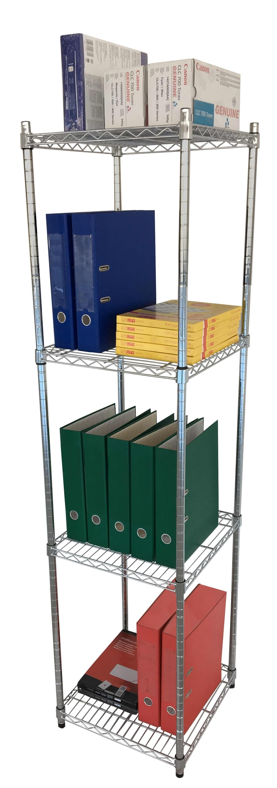 Generico Scaffale in metallo cromato 180cm, con 4 ripiani