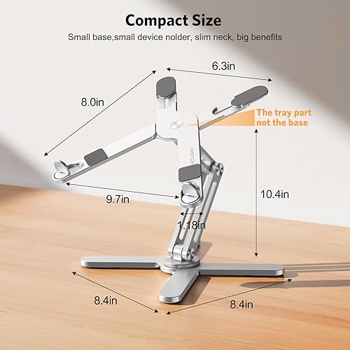 Miniatura 5 de OMOTON Soporte giratorio de 360 para computadora portátil, soporte ergonómico plegable para computadora, ángulos de altura ajustables para trabajo