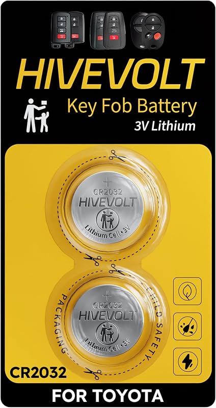 Baterias de lítio CR2032 para chave presencial Toyota HIVEVOLT – Pacote com 2