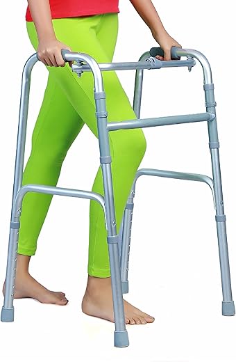 GLORIFIED ORTHO Walker Folding Adjustable Imported Premium Aluminium Frame Light Weight, Walker For Old People & Walker for adults, Height...