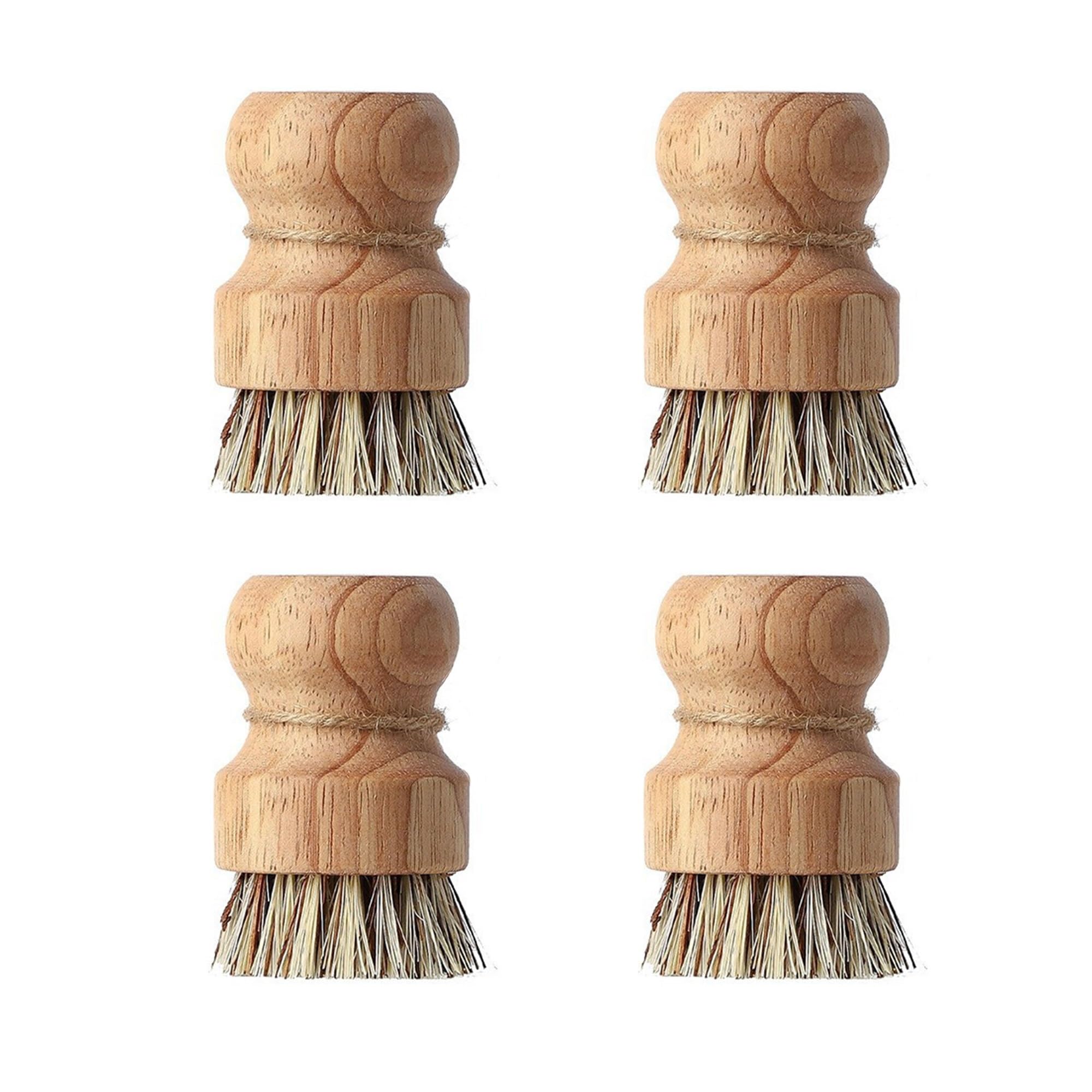 WZPTLKIBAD Bamboo Dish Brush, Round Scrubber for Pots Pans Sink