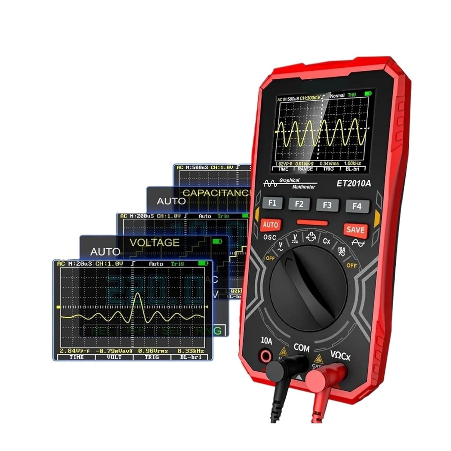 ET2010A 2 in 1 Digital Oscilloscope Multimeter .5Msps 1MHz Portable Multifunctional Electrical Test Tool(ET2010A Red)
