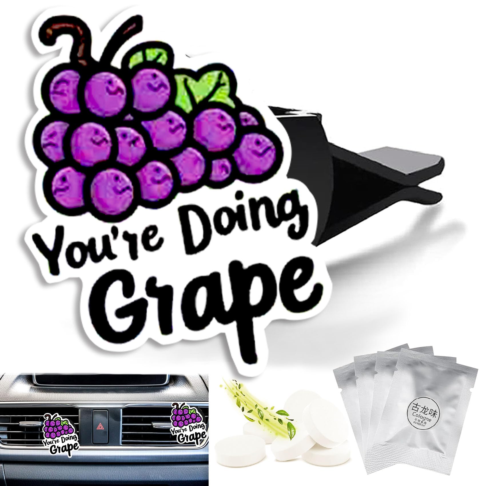 Cute Car Air Freshener Clips Grape Car Vent Clips Grape Cars Scents Cologne Air Conditioner Clip Auto Vent Interior Decoration Cars Accessories Grapes Gifts for Men Women,Friends