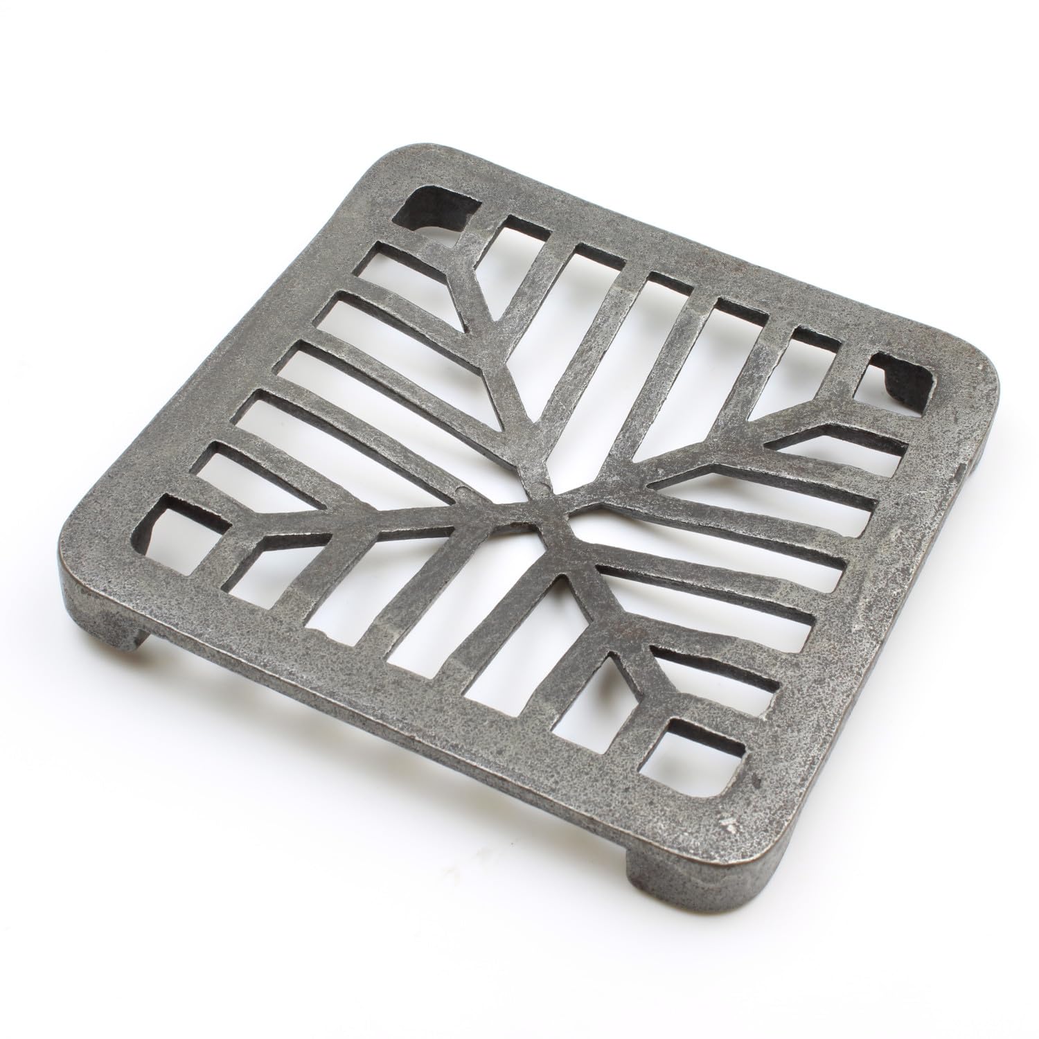 Oakcrafts Antique Cast Iron Arrow-Lined Design Sloping Drain Cover - 150mm - 45 Degree Angle