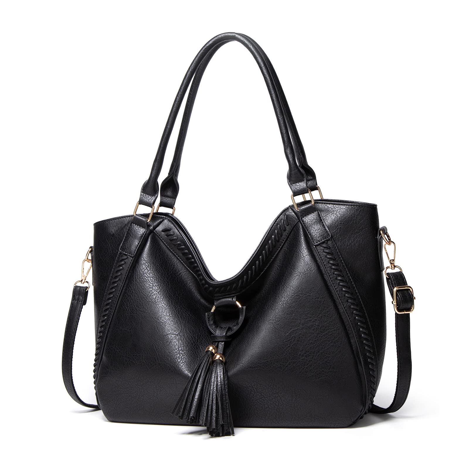 Bolsos Mujer, Bolsos de Mano de Piel sintética Suave, Bolso de Mano Grande, Bolso de Hombro Vintage, Bolso vagabundo Ligero, Bolso de Moda con asa Superior con Borla Double The Comfort