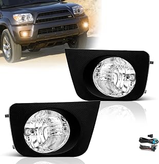 Fog Lights Assembly for 2006 2007 2008 2009 Toyota 4Runner Fog Lamps Replacement Kit with Switch&Wiring Kit with 9006 12V 55W Halogen Bulbs Clear Lens
